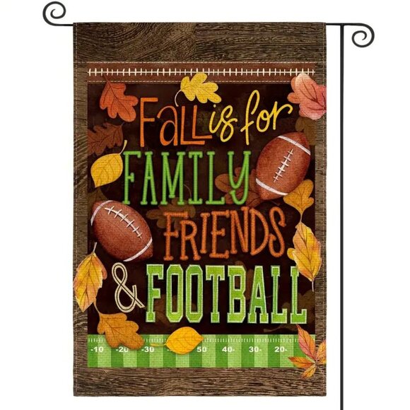 Fall, Family & Football Outdoor Yard Flag. Double Sided. Approx. 18 x 12.  NEW - Picture 1 of 4